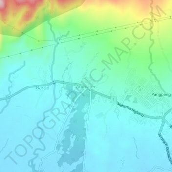 Mappa topografica Guinlajon, altitudine, rilievo