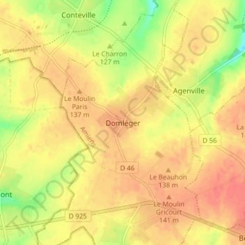 Mappa topografica Domléger, altitudine, rilievo