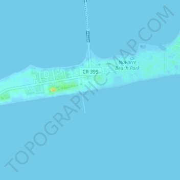 Mappa topografica Navarre Beach, altitudine, rilievo