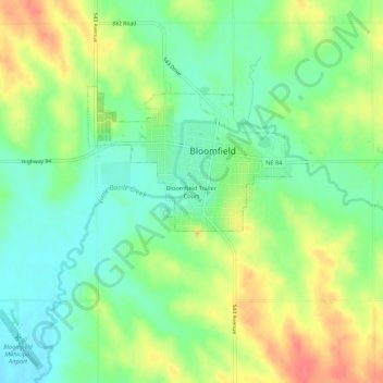 Mappa topografica Bloomfield Trailer Court, altitudine, rilievo