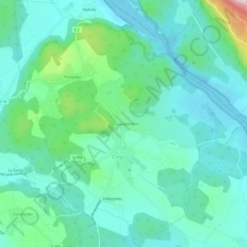 Mappa topografica Les Gouverdières, altitudine, rilievo