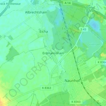 Mappa topografica Erdmannshain, altitudine, rilievo