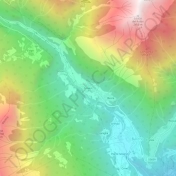 Mappa topografica Croveo, altitudine, rilievo