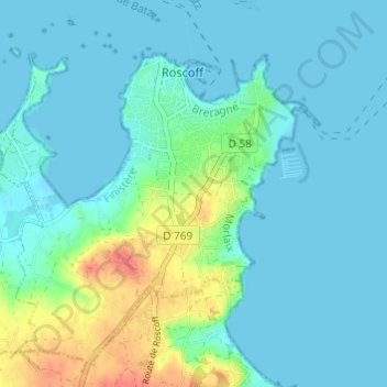 Mappa topografica Kermenguy, altitudine, rilievo