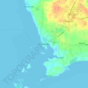 Mappa topografica Bantayan, altitudine, rilievo