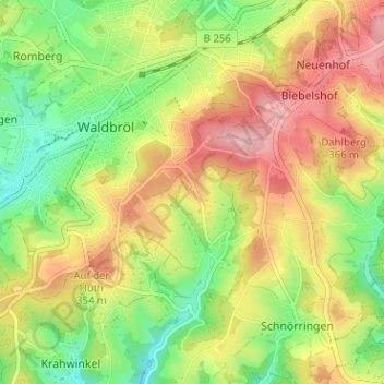 Mappa topografica Wilhelmstal, altitudine, rilievo