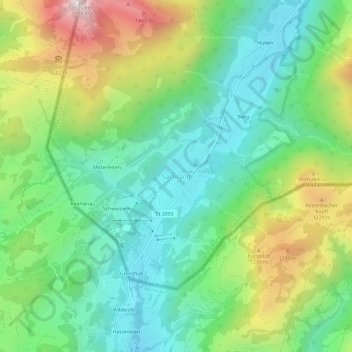 Mappa topografica Sachrang, altitudine, rilievo