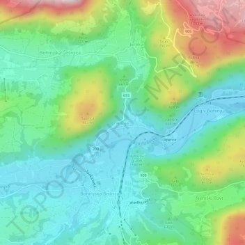 Mappa topografica Bitnje, altitudine, rilievo