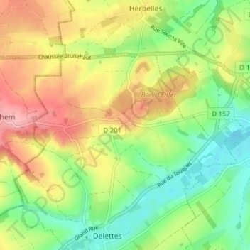 Mappa topografica Upen d'Aval, altitudine, rilievo