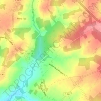 Mappa topografica Le Bourguoin, altitudine, rilievo