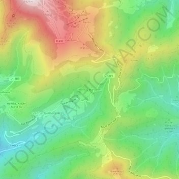 Mappa topografica Hameau Blanschen, altitudine, rilievo