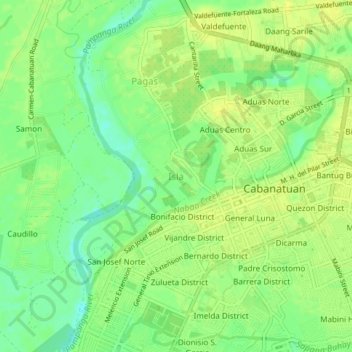 Mappa topografica Isla, altitudine, rilievo