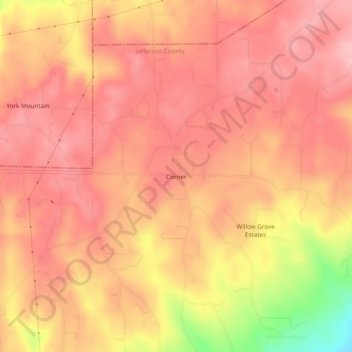 Mappa topografica Corner, altitudine, rilievo