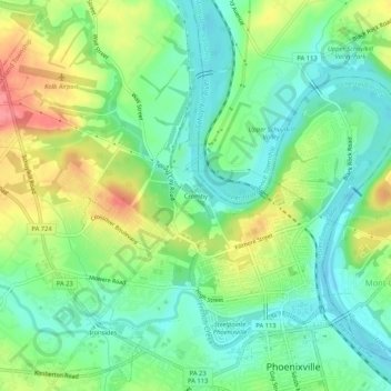 Mappa topografica Cromby, altitudine, rilievo