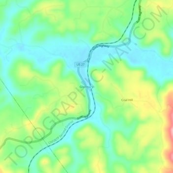Mappa topografica Glenmary, altitudine, rilievo