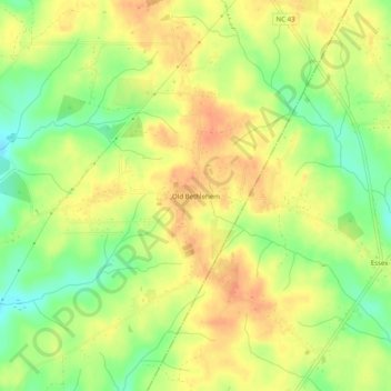 Mappa topografica Old Bethlehem, altitudine, rilievo