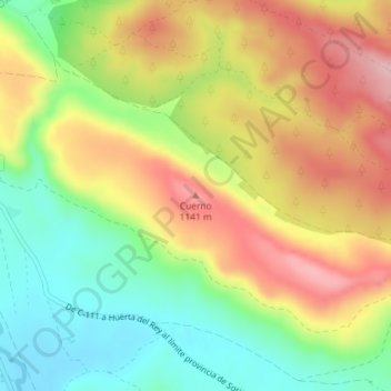 Mappa topografica Cuerno, altitudine, rilievo