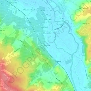 Mappa topografica Les Bergeries, altitudine, rilievo