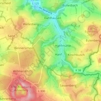 Mappa topografica Broich, altitudine, rilievo