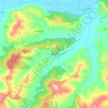 Mappa topografica Vallegioliti, altitudine, rilievo