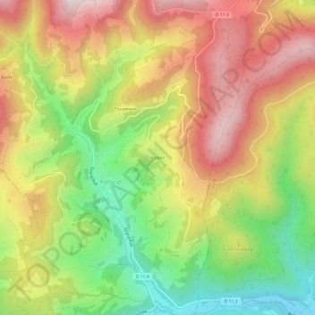Mappa topografica Kalblin, altitudine, rilievo