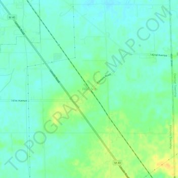 Mappa topografica Fillmore, altitudine, rilievo