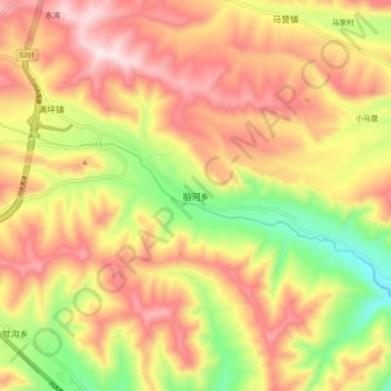 Mappa topografica 前河乡, altitudine, rilievo