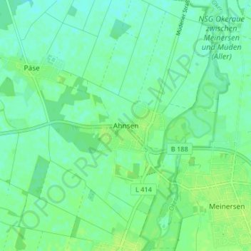 Mappa topografica Ahnsen, altitudine, rilievo