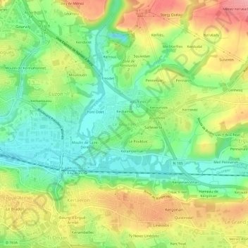 Mappa topografica Le Rouillen, altitudine, rilievo