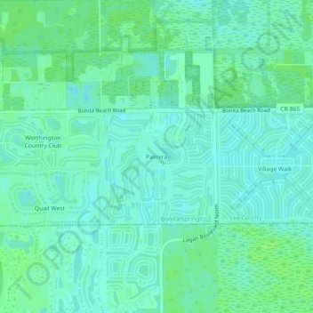 Mappa topografica Palmira, altitudine, rilievo