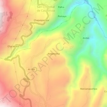 Mappa topografica Andamarca, altitudine, rilievo