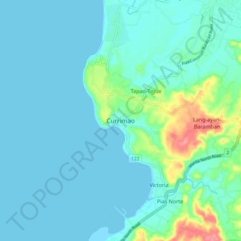 Mappa topografica Currimao, altitudine, rilievo
