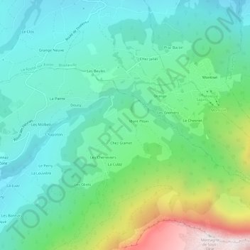 Mappa topografica Mappenaz, altitudine, rilievo