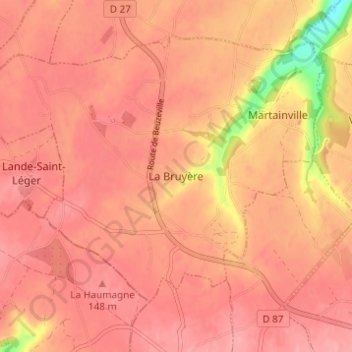 Mappa topografica La Bruyère, altitudine, rilievo