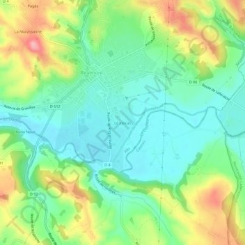 Mappa topografica Le Joncas, altitudine, rilievo