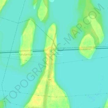 Mappa topografica Bobbarlanka, altitudine, rilievo