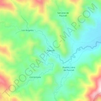 Mappa topografica Pauriali, altitudine, rilievo