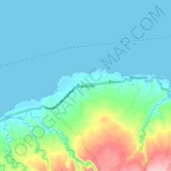 Mappa topografica Bacolod, altitudine, rilievo