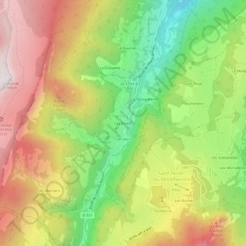 Mappa topografica Les Étrets, altitudine, rilievo