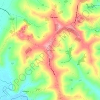 Mappa topografica Cerqueto, altitudine, rilievo