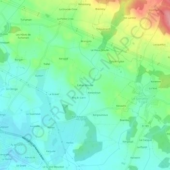 Mappa topografica Calzac-Moulin, altitudine, rilievo