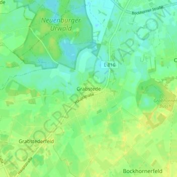 Mappa topografica Grabstede, altitudine, rilievo