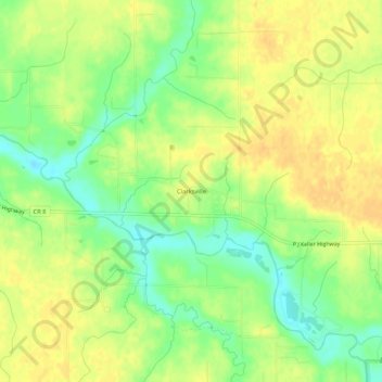 Mappa topografica Clarksville, altitudine, rilievo