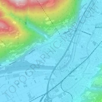 Mappa topografica Sementina, altitudine, rilievo