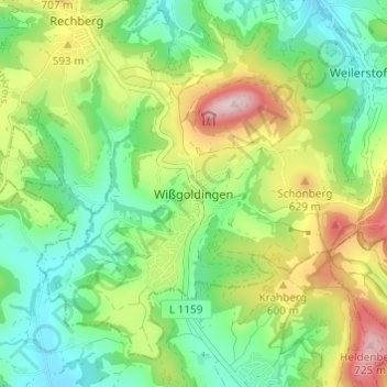 Mappa topografica Wißgoldingen, altitudine, rilievo