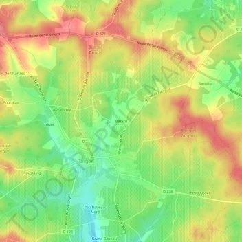 Mappa topografica Bérard, altitudine, rilievo
