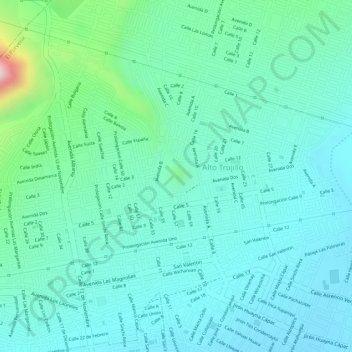 Mappa topografica CERRO BOLONGO, altitudine, rilievo