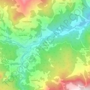 Mappa topografica Sarmadasco, altitudine, rilievo