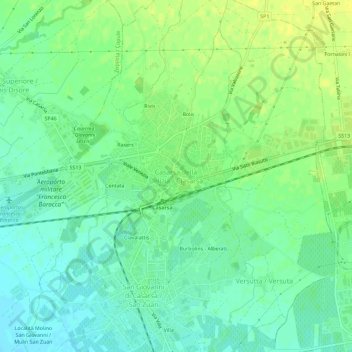 Mappa topografica Casarsa della Delizia, altitudine, rilievo