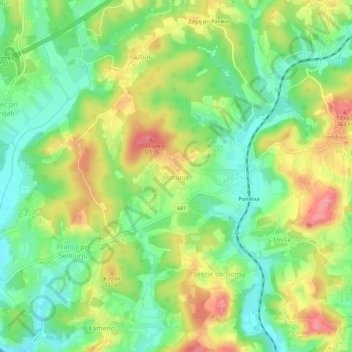 Mappa topografica Hotunje, altitudine, rilievo